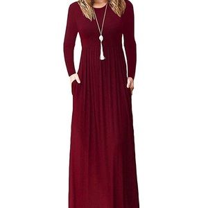 Wine red long sleeved maxi dress. Size M